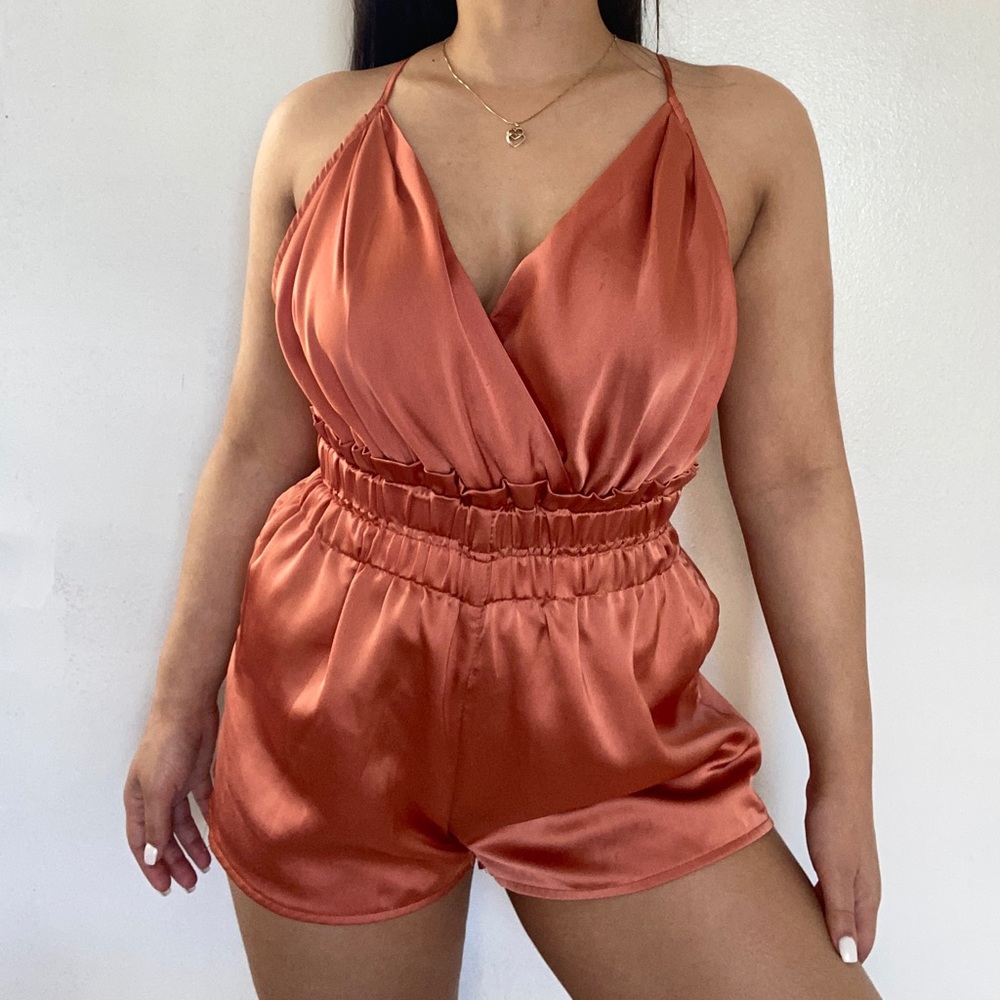 D’or Boutique Copper Satin Romper ✨
